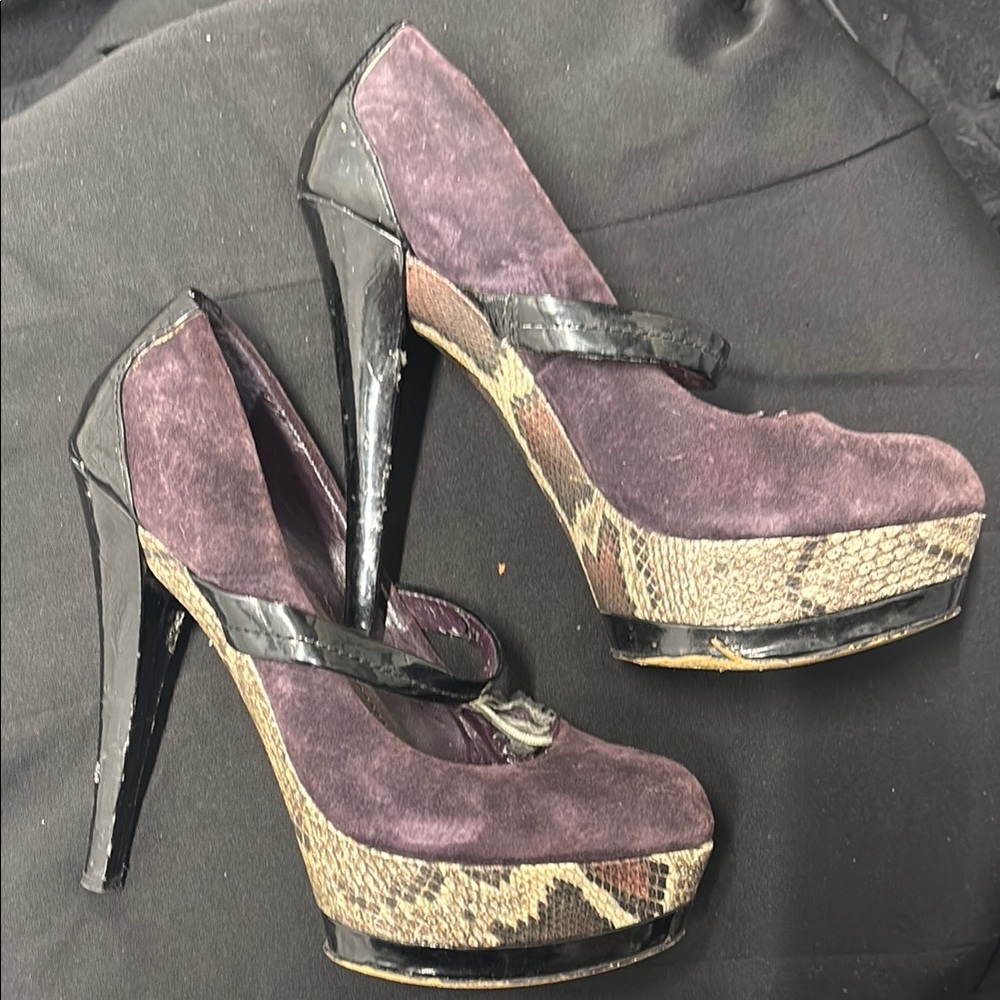 Jessica Simpson Purple and Black Stiletto Heels